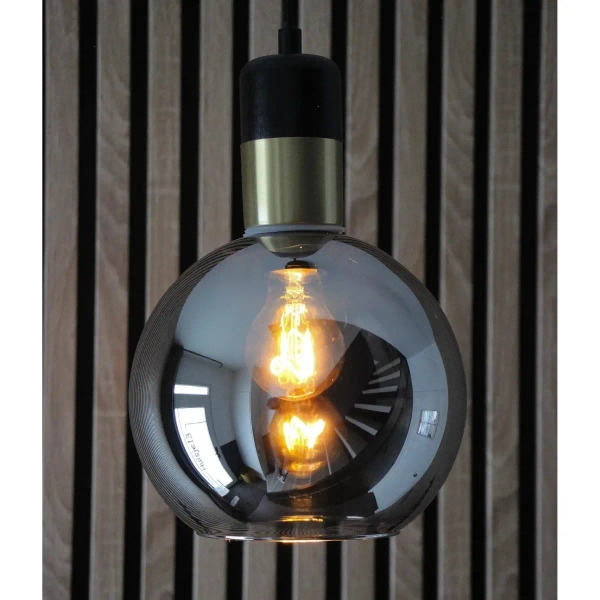 Szklana wisząca lampa Julius 34438/28/65 Lucide loftowa czarna złota