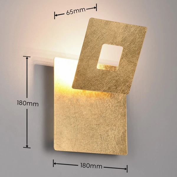 Kwadratowa lampa ścienna Leano 240319179 LED 6W 3000K złoty