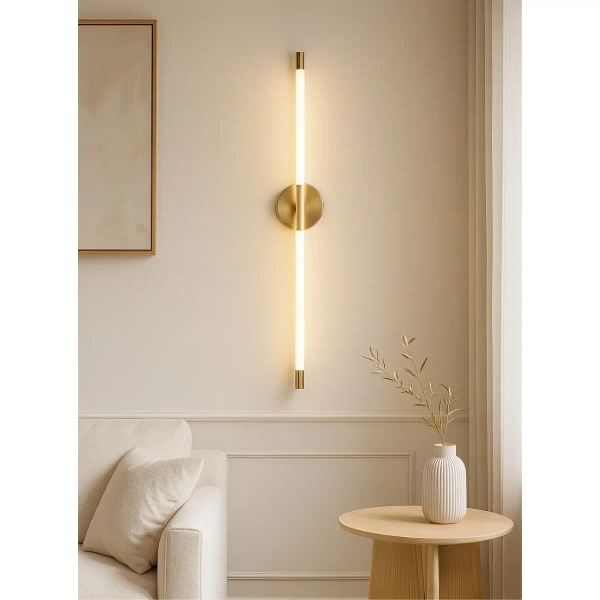 Podłużny kinkiet Linear KWL-Z LED 14W 3000K tuba złota