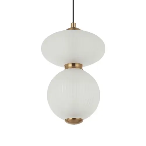 Kulista lampa wisząca Nico PND-8545-2-AB-WH LED 8W 3000K biała złota