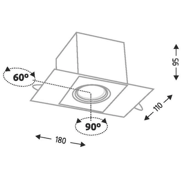 Oczko LAMPA sufitowa EBINO H 3346 Shilo prostokątna OPRAWA podtynkowa WPUST do zabudowy czarny