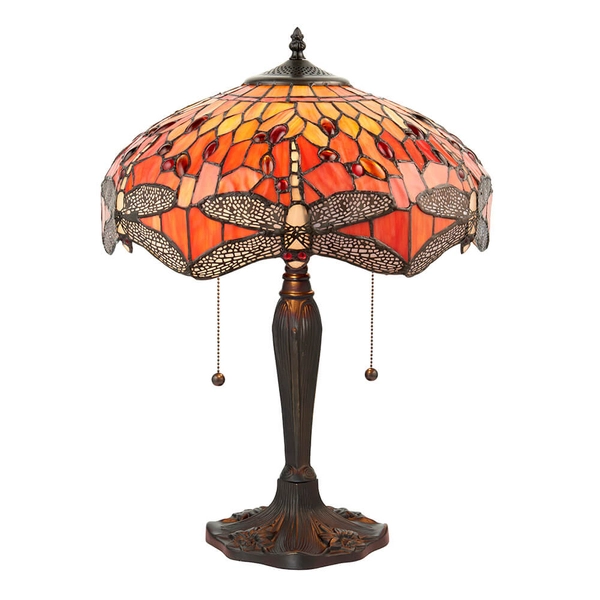 Lampka na stół Dragonfly 64093 Interiors Tiffany ważka kolorowa czarna