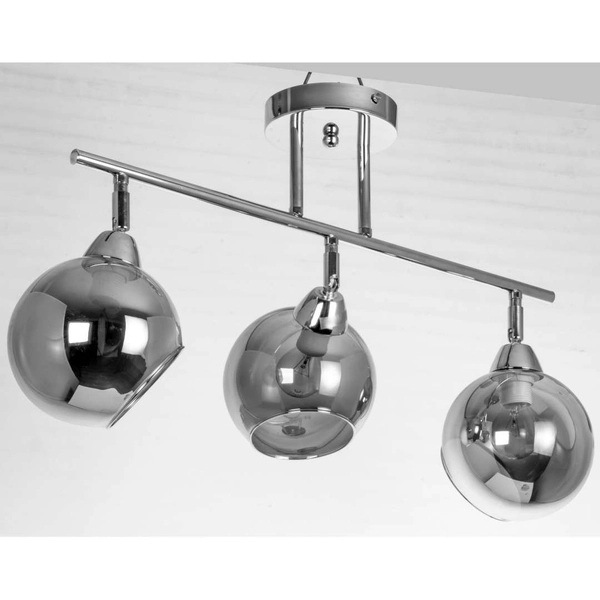 Kulista lampa sufitowa VEN K165-3 szklana chrom przydymiona