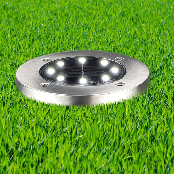 Gruntowa lampa solarna SOLLY 330246 LED 6000K okrągła IP44 srebrna