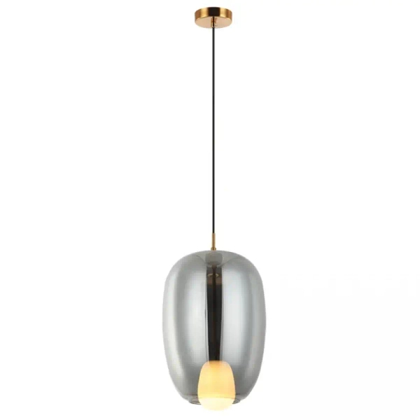 Loftowa wisząca lampa 22056 szklana owalna złota przydymiona