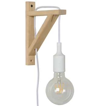 Skandynawska LAMPA ścienna FIX WALL 08208/01/31 Lucide metalowa OPRAWA kinkiet biały drewno
