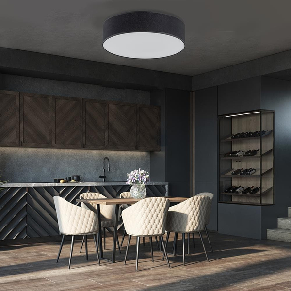 Plafon natynkowy okrągły Rondo 3335 TK Lighting z tkaniny czarny biały