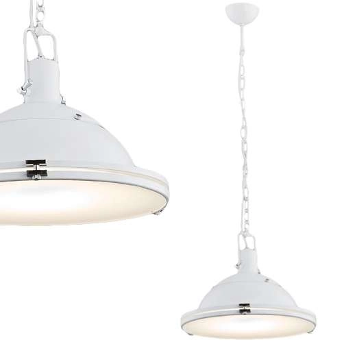 Wisząca LAMPA industrialna NAUTILIUS L 10266101 Kaspa metalowa OPRAWA na łańcuchu ZWIS okrągły biały