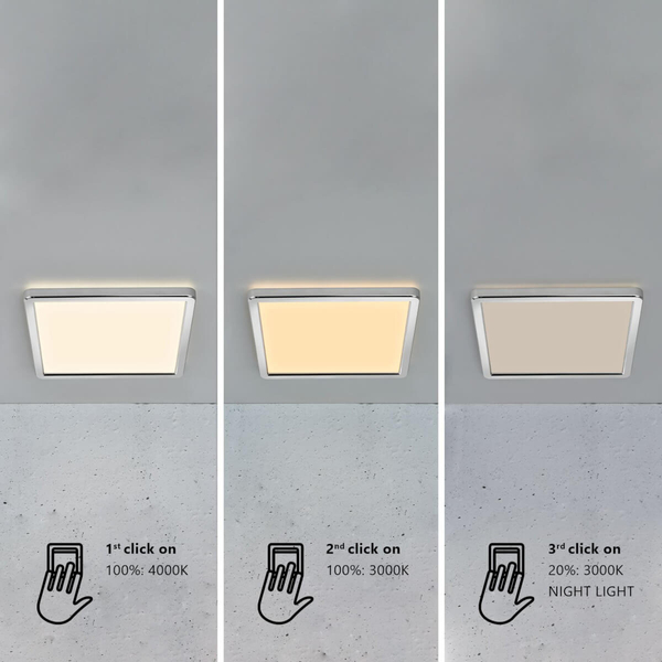 Kwadratowy plafon OJA 2015066133 LED 14,5W 3000-4000K IP54 chrom