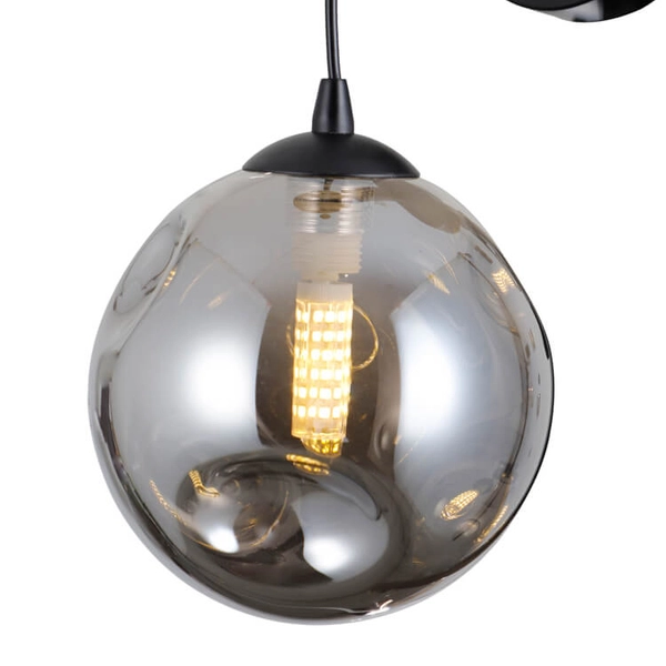 Szklany kinkiet na ścianę Perlos WL-54456-1A-BK-SMG Italux kula czarny szary