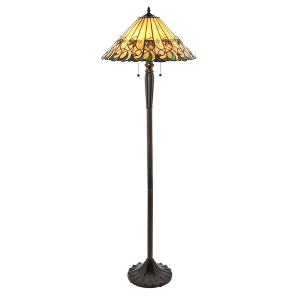 Podłogowa lampa witrażowa Jamelia 64192 Interiors Tiffany szklana czarny multikolor