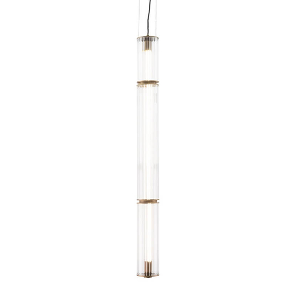 Ryflowana lampa zwisająca Merezi 2 5217 LED 30W 3000K szklany mosiądz patyna