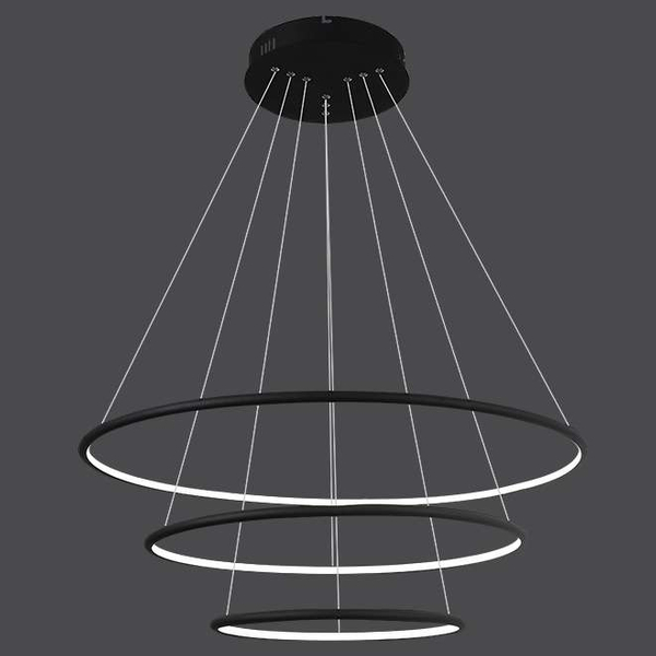 LAMPA wisząca SLIM/000011/4000/B MDECO biurowa OPRAWA metalowy ZWIS LED 99W 4000K pierścienie czarne