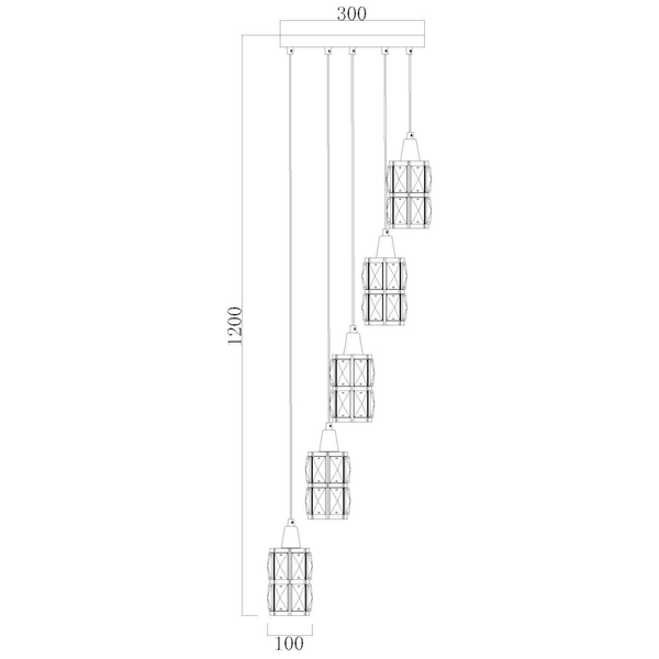 LAMPA wisząca WOLLI 15760-5 Globo glamour OPRAWA zwis kryształki nikiel matowy chrom