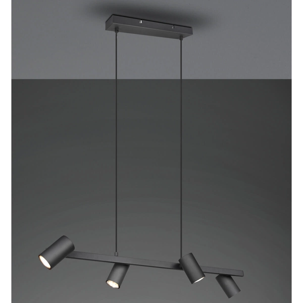 Wisząca lampa loftowa VANTOS DL432302400 Trio regulowana tubki czarny