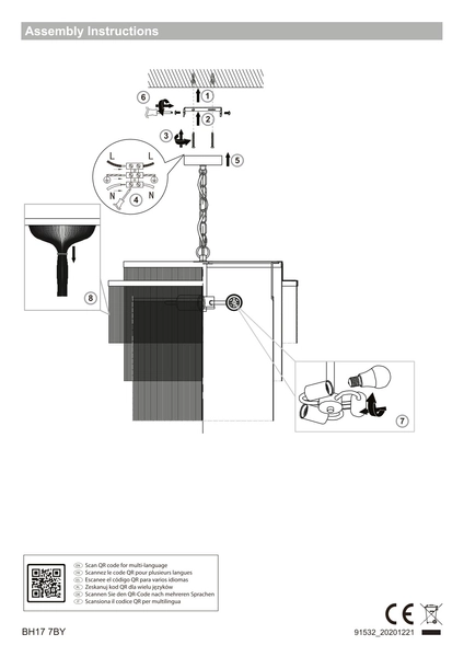 Lampa wisząca glamour L&-191532 Light& frędzle białe złota