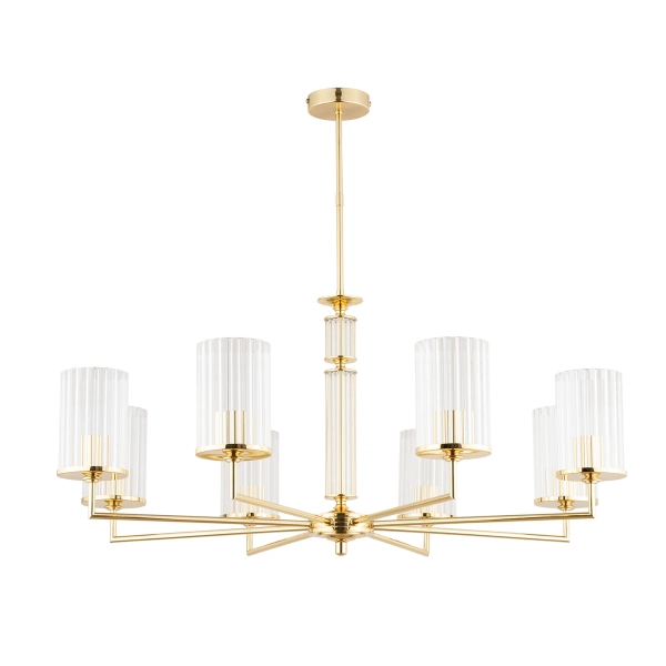 Ryfowany żyrandol Artu Ryfel ART-ZW-8 (Z) R szklany mosiądz