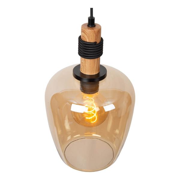 Szklana lampa zwieszana Ilona 45408/22/62 czarny bursztynowy