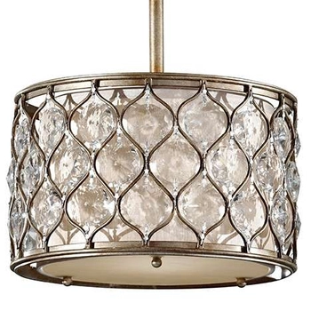 LAMPA wisząca FE-LUCIA-P-C Elstead FEISS antyczna OPRAWA szklany ZWIS okrągły oksydowane srebro