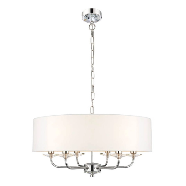 Żyrandol wiszący Nixon 60179 Endon klasyczny abażur nikiel ecru