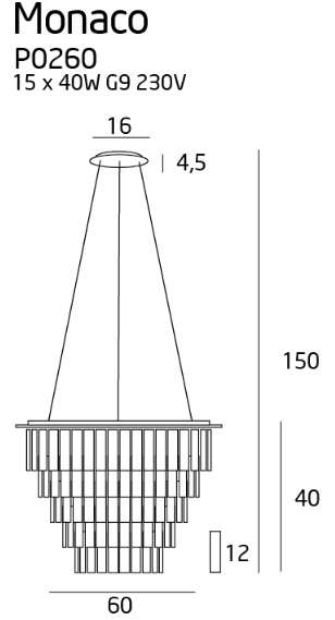 LAMPA wisząca MONACO P0260 Maxlight kryształowa OPRAWA zwis glamour crystal przezroczysty