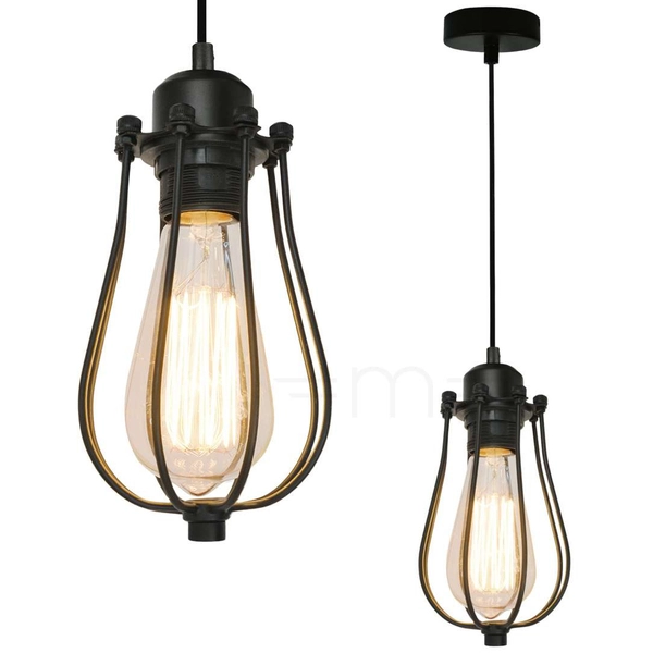 LAMPA wisząca HORTA P14030C Zumaline loftowa OPRAWA druciana czarna