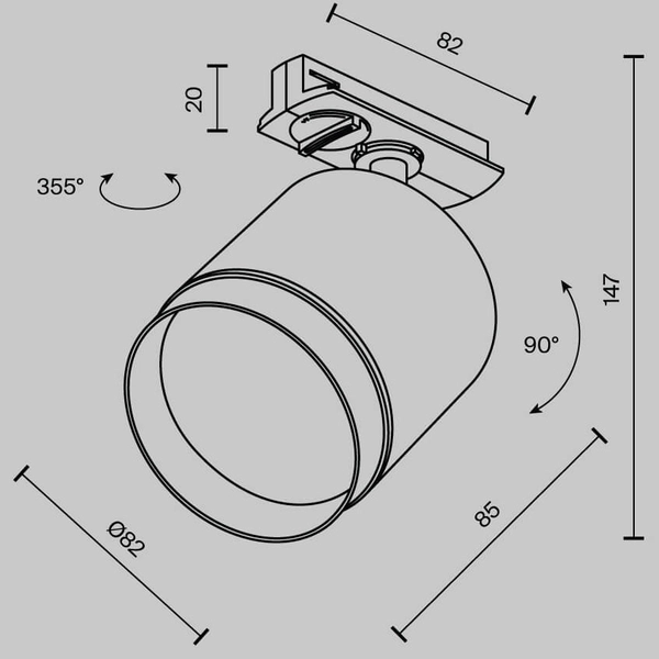 Lampa sufitowa Polar TR088-1-GX53-MG tuba do szyny 1-fazowej mosiądz