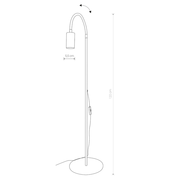 Czarna lampa podłogowa Eye 8935 z elastycznym peszlem do salonu