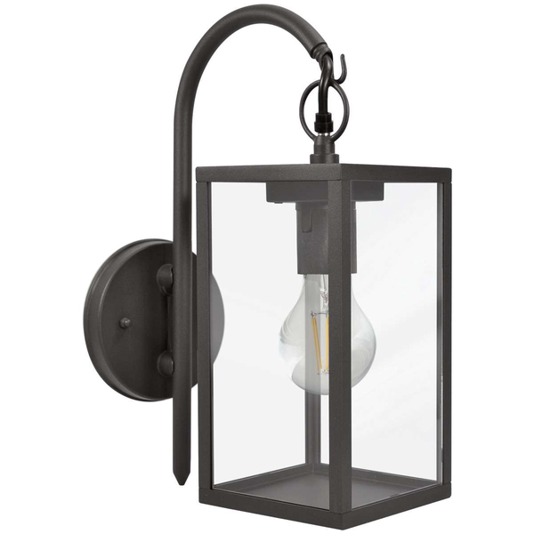 Zewnętrzna LAMPA ścienna MALMO 309174 Polux elewacyjna OPRAWA ogrodowa KINKIET klatka outdoor IP44 grafitowa przezroczysta