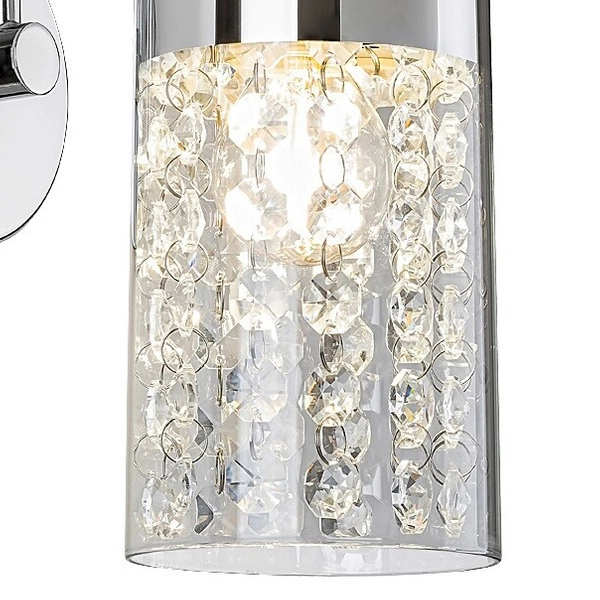 Glamour lampa ścienna Niagara szklany kinkiet z kryształkami chrom