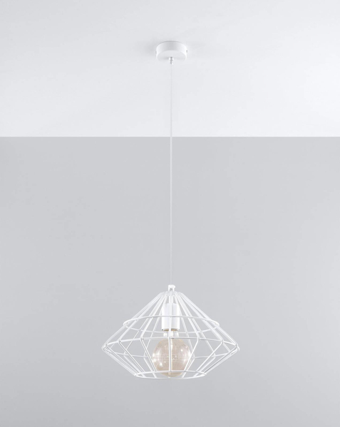 Druciana LAMPA wisząca SL.0293 industrialna OPRAWA zwis druciak metalowy biały