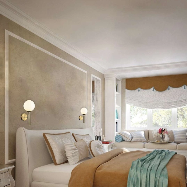 Kinkiet LAMPA ścienna DIVINA 5351 Rabalux szklana OPRAWA modernistyczna kula ball złota biała