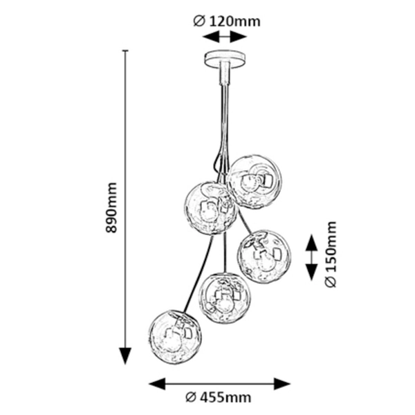 Loftowa lampa wisząca Glory 3508 przydymione molekuły kule nad łóżko