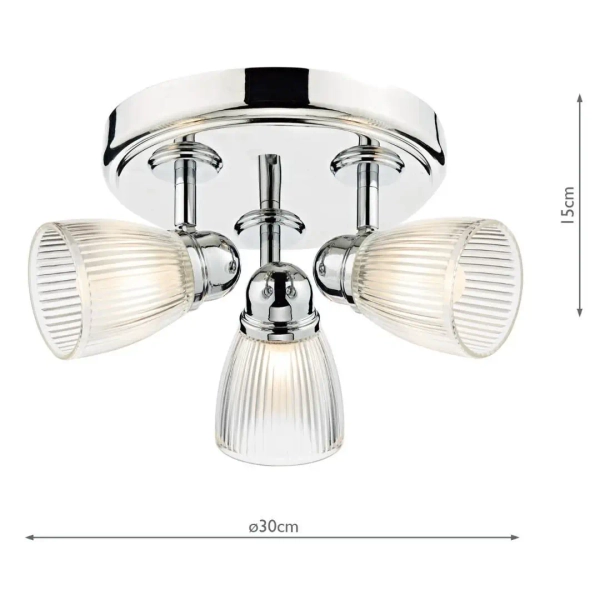 Łazienkowa sufitowa lampa Cedric CED7638 żebrowana IP44 chrom