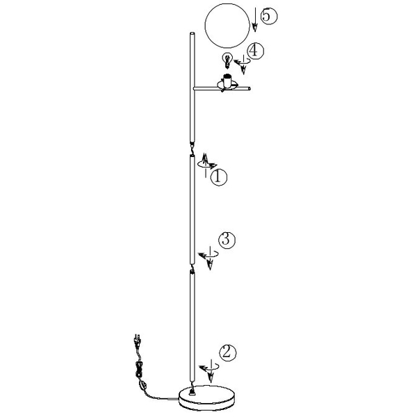 Modernistyczna LAMPA podłogowa NYXIS DL108402000 Trio metalowa OPRAWA stojąca szklana kula mosiądz biała