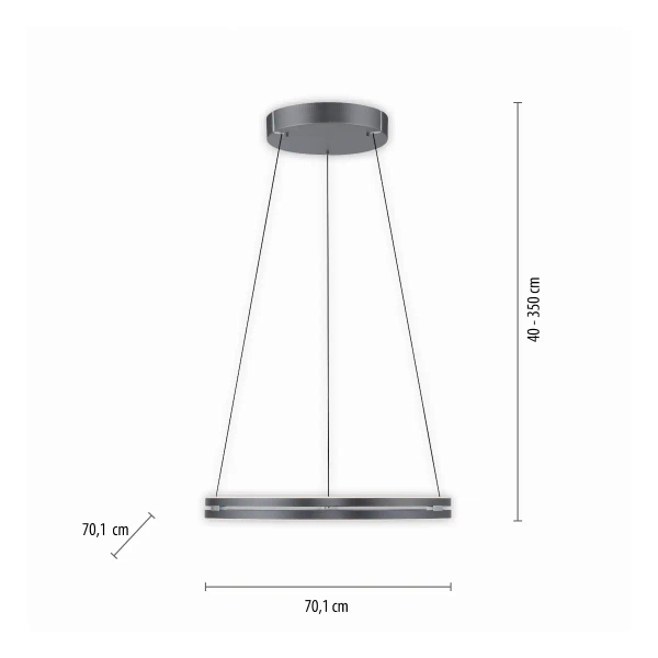 Wisząca lampa PUREE-LOOP szara LED 53W 2700-5000K pierścień do jadalni nad stół 2551-15