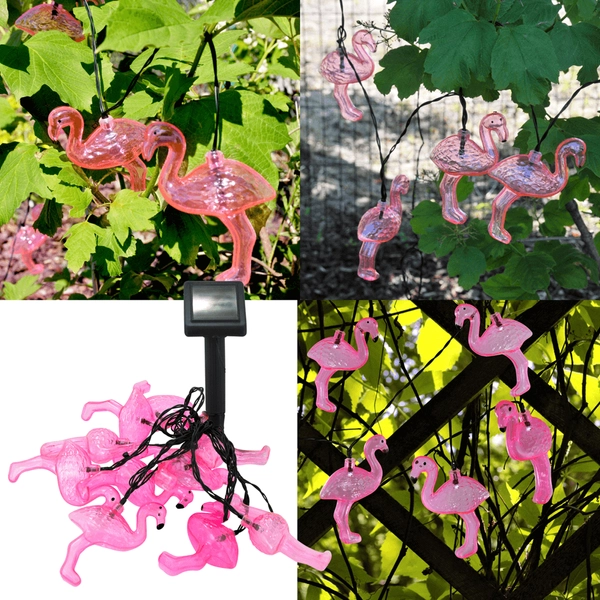 Dekoracyjna girlanda solarna różowe flamingi 10 LED 6m IP44 zimna