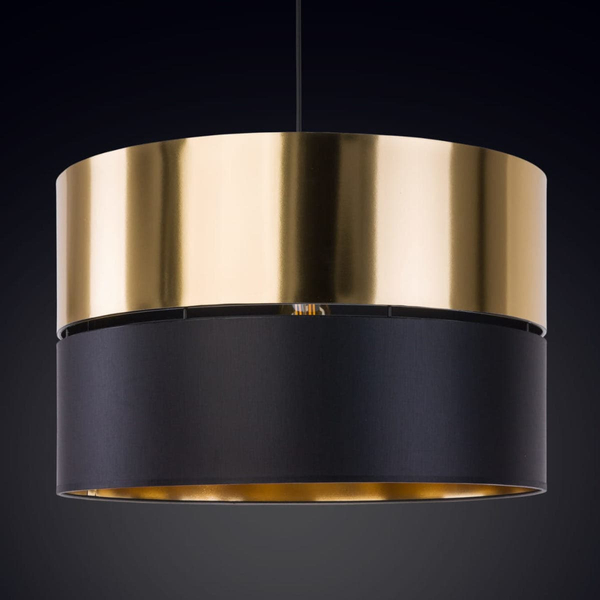 Okrągła lampa wisząca Hilton 4346 TK Lighting z tkaniny czarna złota