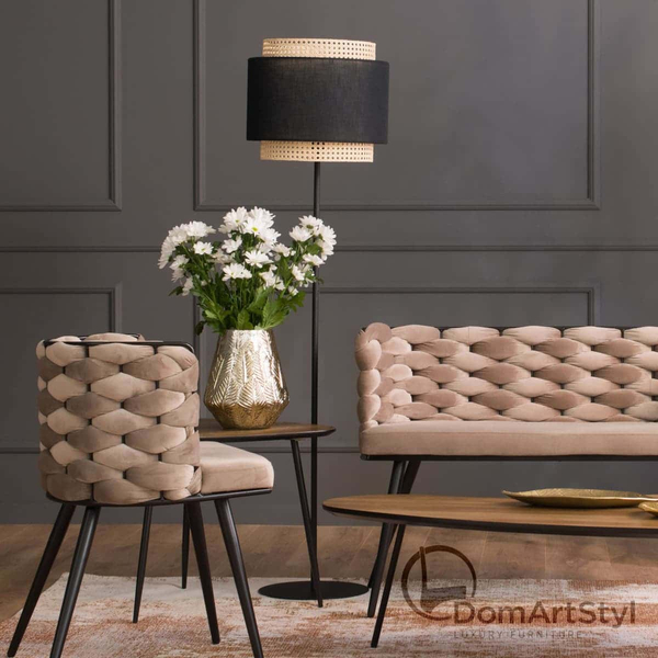 Lampa podłogowa ratanowa Boho 5568 TK Lighting ażurowa czarna słomkowa