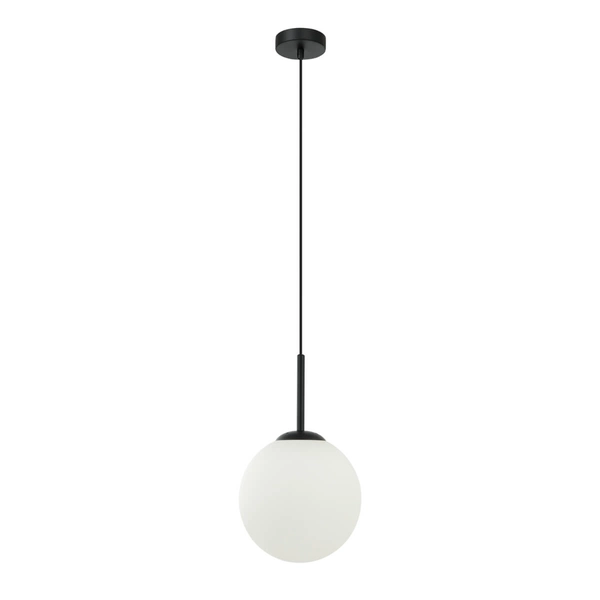 Wisząca lampa kula Deore PND-5578-1S-BK Italux metal szkło czarny biały