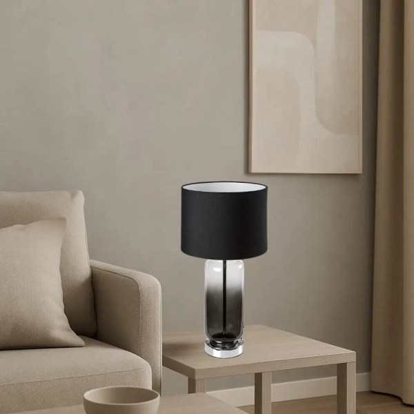 Nowoczesna stołowa lampa Rien 74049 szklana tuba ombre czarny