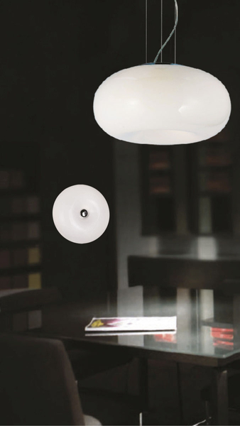 Wisząca lampa skandynawska Optima szklana do jadalni biała