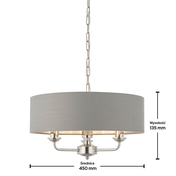 Lampa wisząca do salonu Highclere 94377 Endon łańcuch szara nikiel