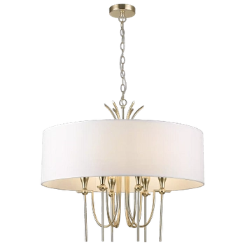 Okrągły żyrandol pokojowy Las Vegas nad stół biały złoty