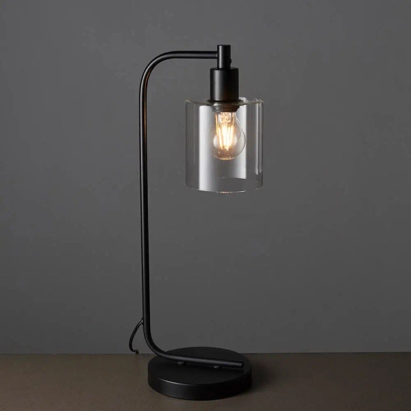 Stołowa lampa Toledo 95457 szklana czarny przezroczysty