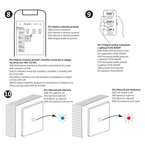 Pojedynczy włącznik z kondensatorem 314338 Smart Wifi dotykowy biały