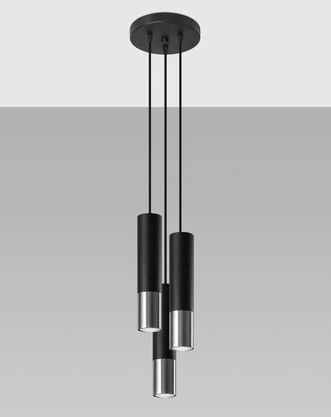 Modernistyczna LAMPA wisząca SL.0943 metalowa OPRAWA loftowy ZWIS tuby kaskada czarna chrom