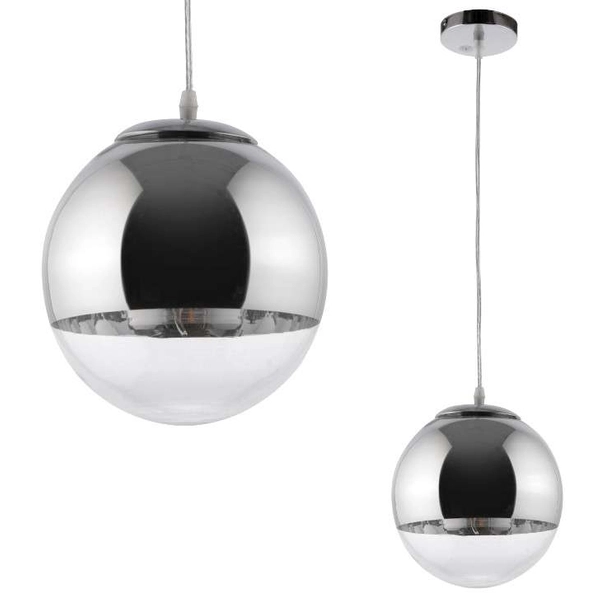 LAMPA wisząca VEN W-603/1 szklana OPRAWA zwis kula ball chrom