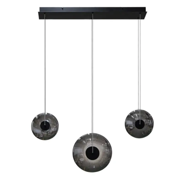 Salonowa lampa wisząca ANDORA przydymiona czarna LED 3x27W 3000K szklana ze ściemniaczem AZ6885