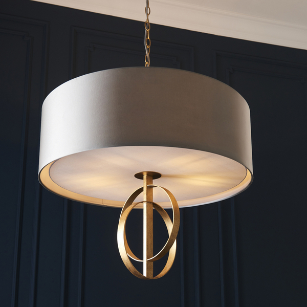 Zwisowa lampa z abażurem L&-195211 Light& na łańcuchu antyczne złoto